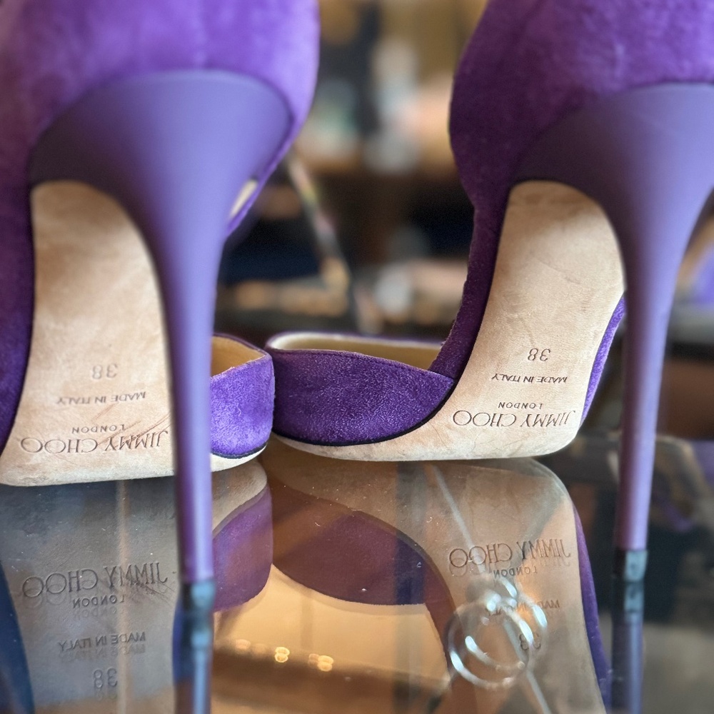 Jimmy Choo Lucy 100 / 38 Suede 153 BOHO Purple - Picture 6 of 9